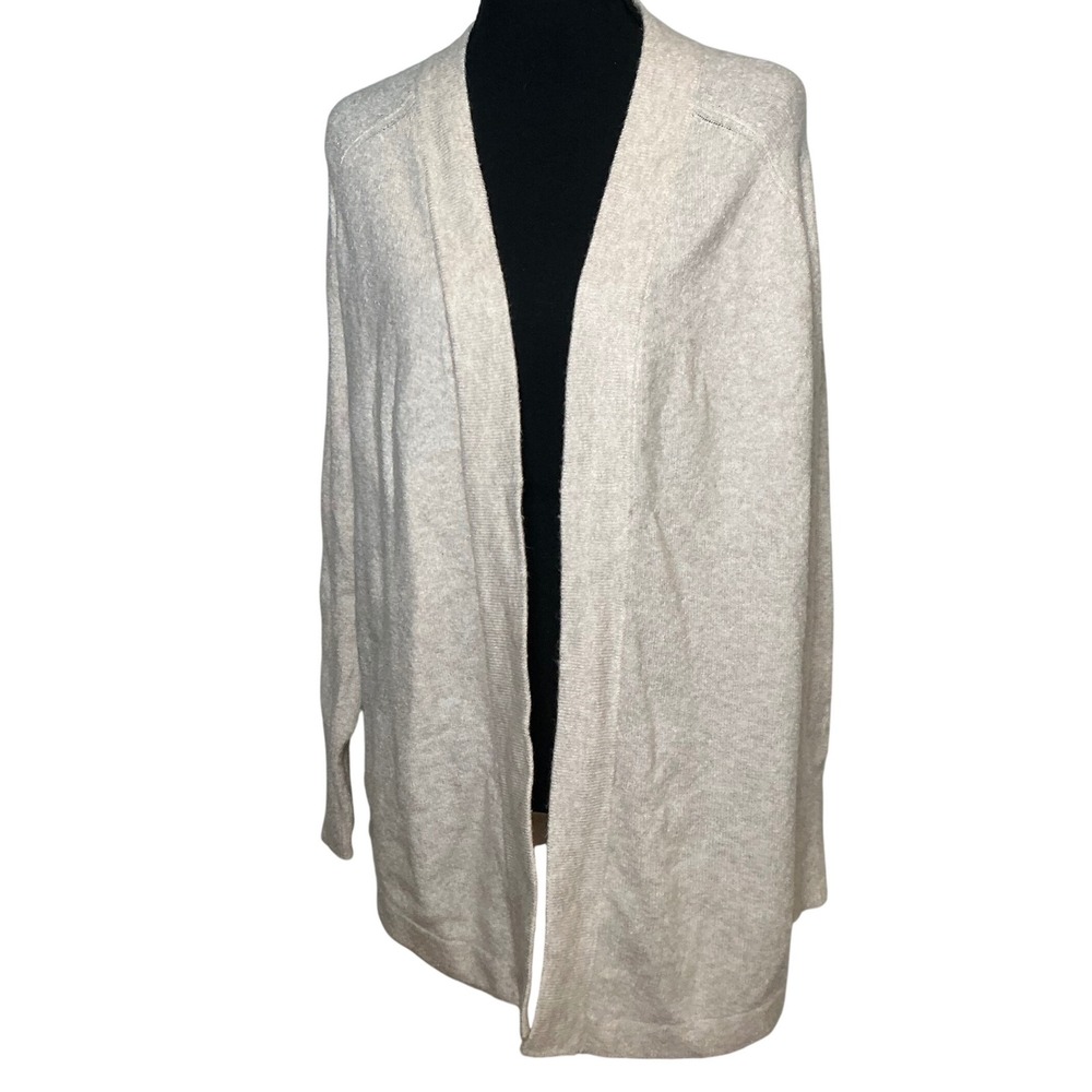 Loft Womens Oatmeal Heather Open Front Cardigan Sweater Cream Small 475990